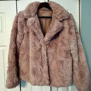 Faux Fur Jacket in Blush Pink